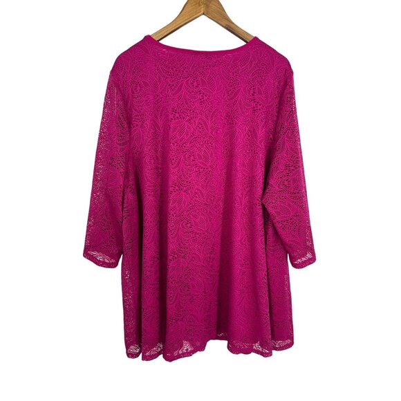 Any Wear by Catherines 3/4 Sleeve Lace Overlay Tunic Size 3X - Picture 8 of 9